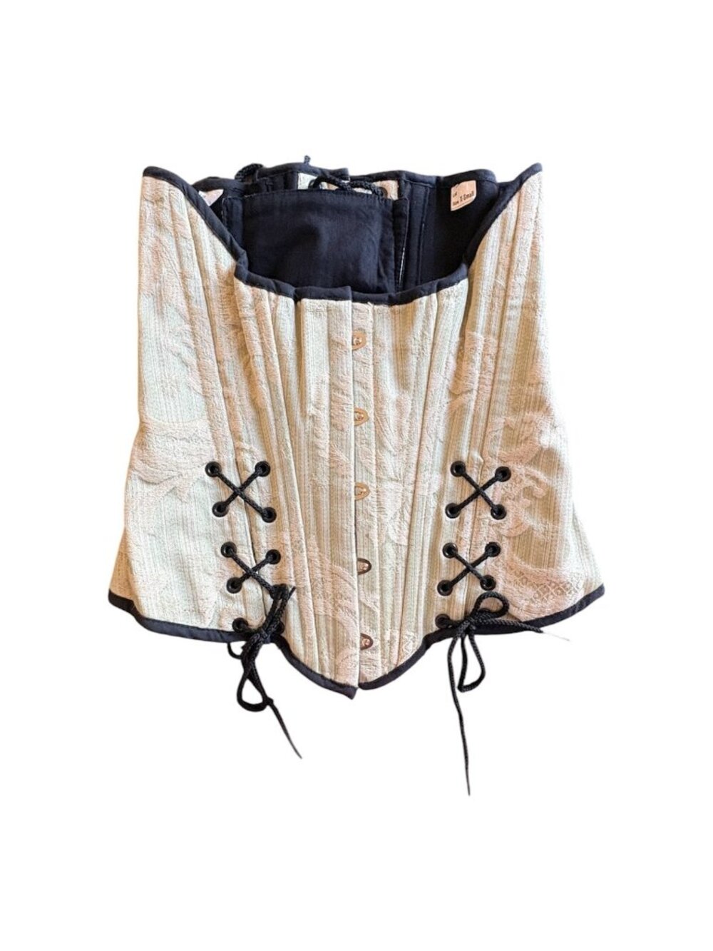 Brocade Underbust Corset Size XS Jacquard Floral Lace Up Gothic Steampunk Vtg